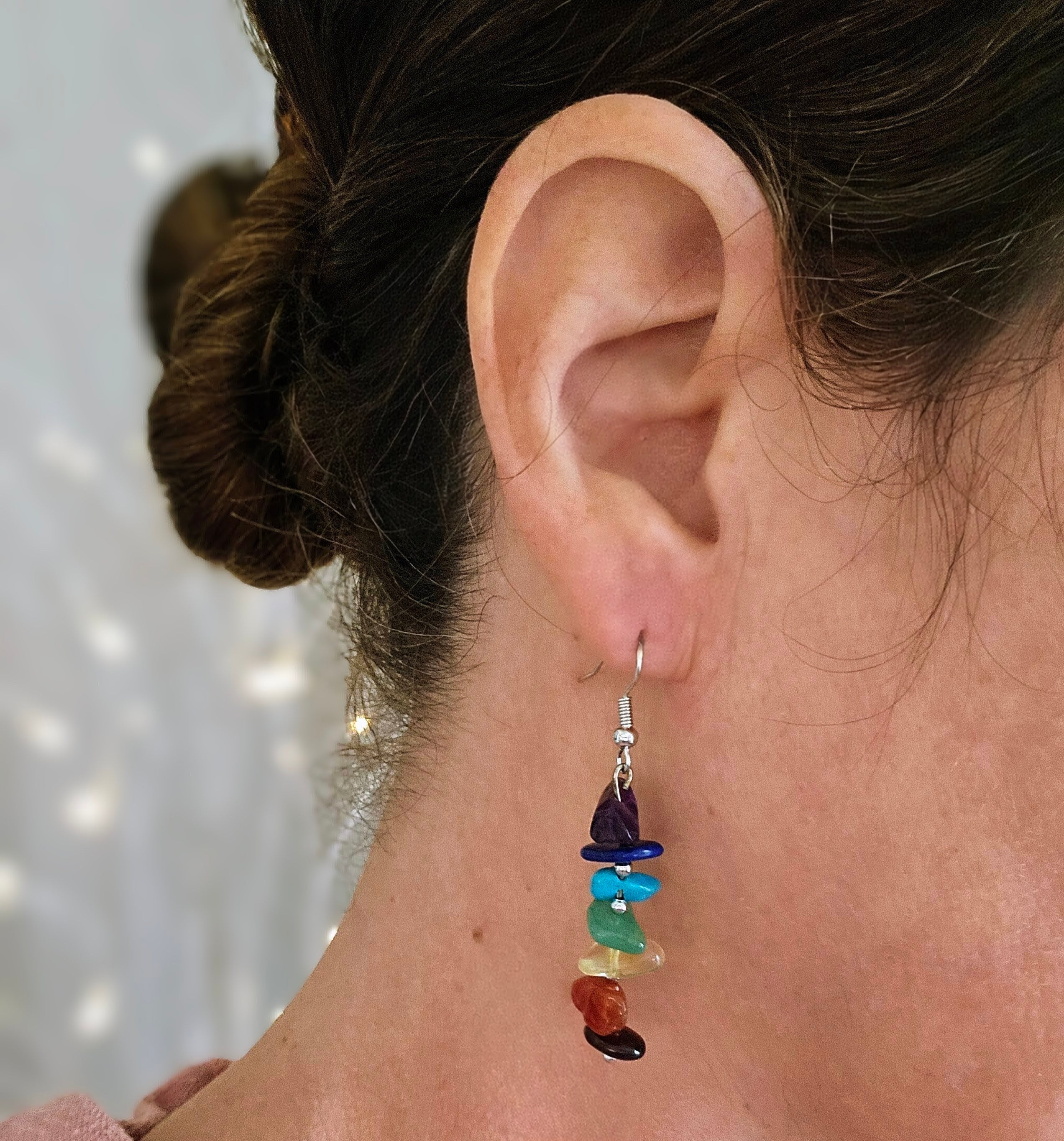 Colorful Natural Crystal Stones Earings