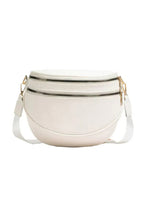 White PU Leather Double Zipper Crossbody Bag
