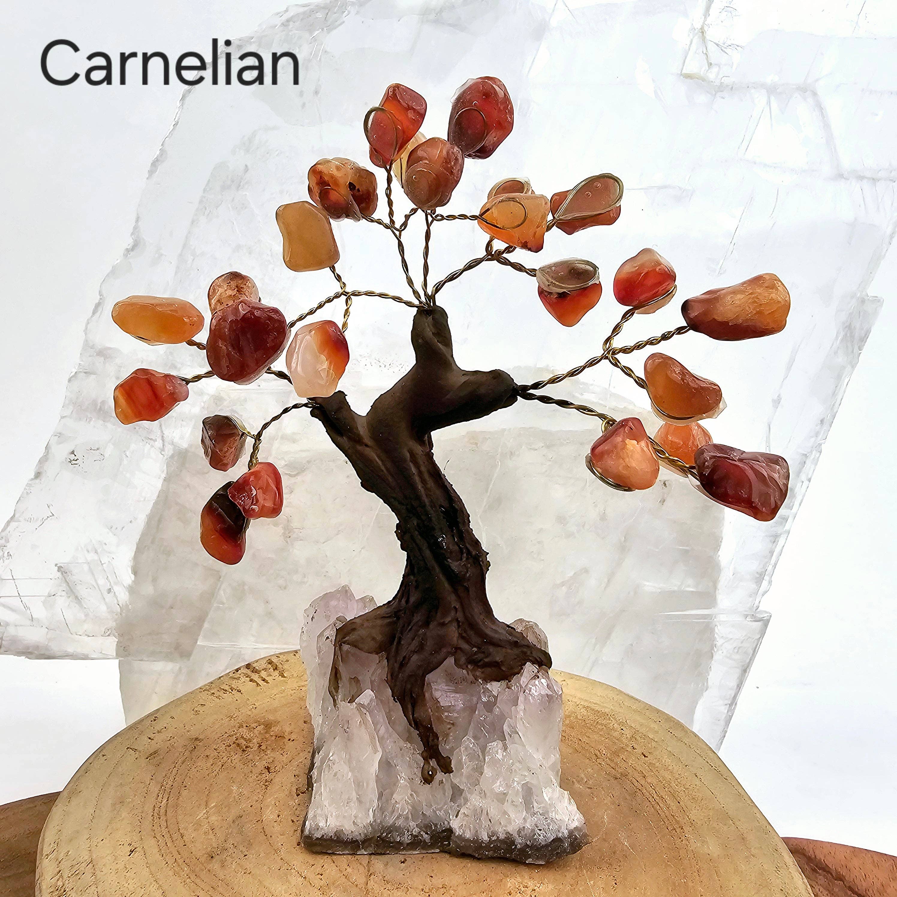 Tumbled Gemstone Tree with Amethyst Crystal Base