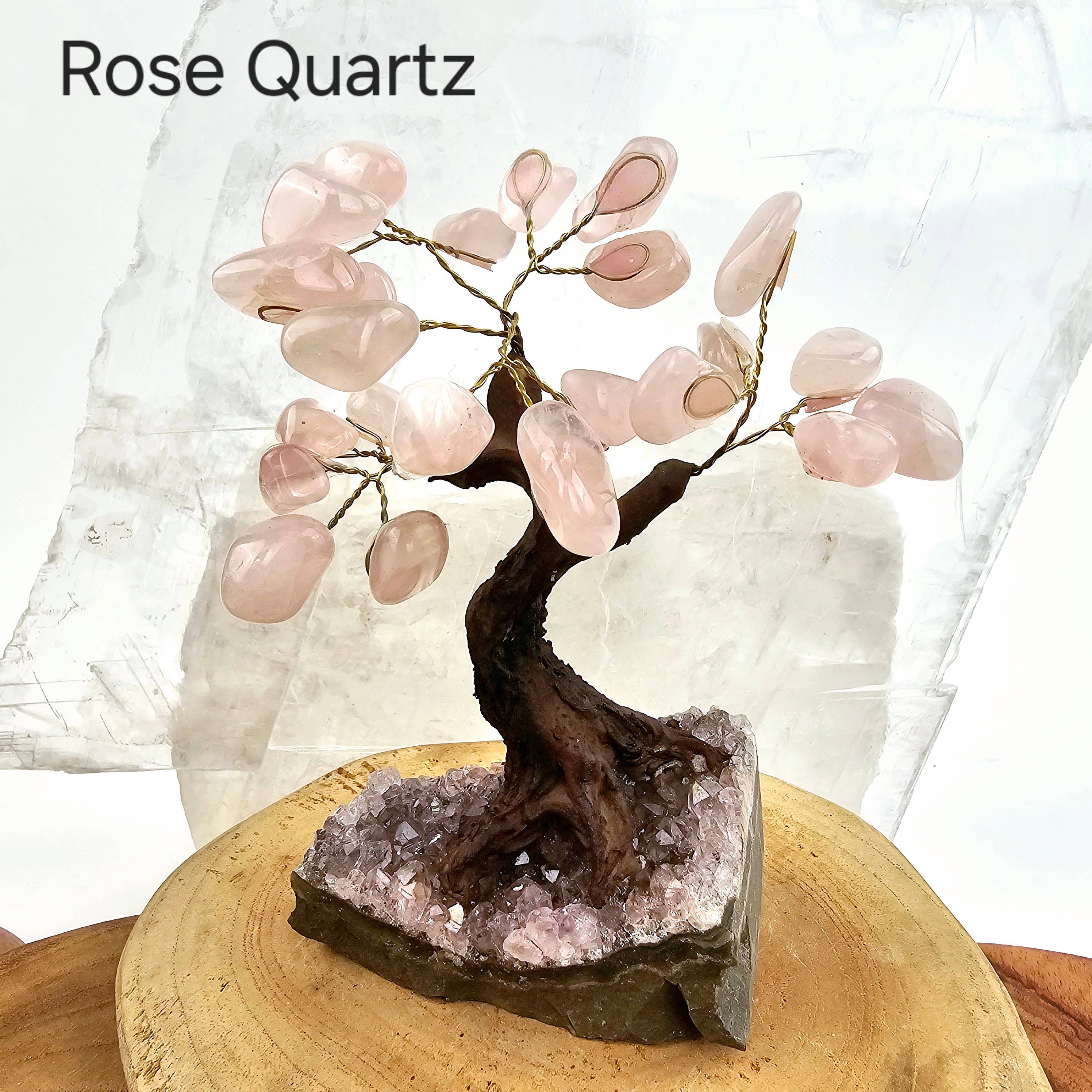 Tumbled Gemstone Tree with Amethyst Crystal Base