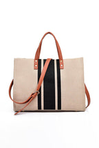 Black Large Striped Shoulder Bag