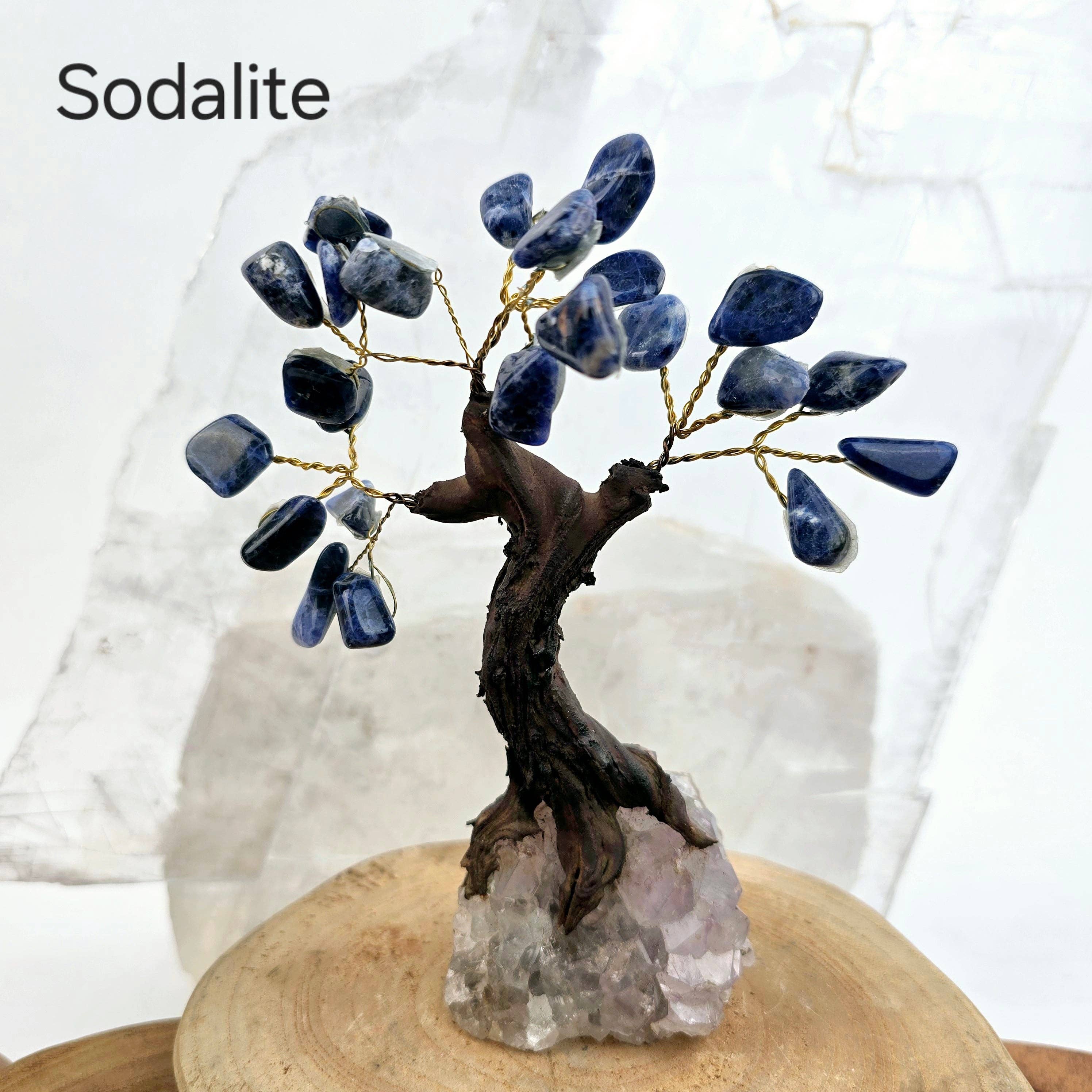 Tumbled Gemstone Tree with Amethyst Crystal Base