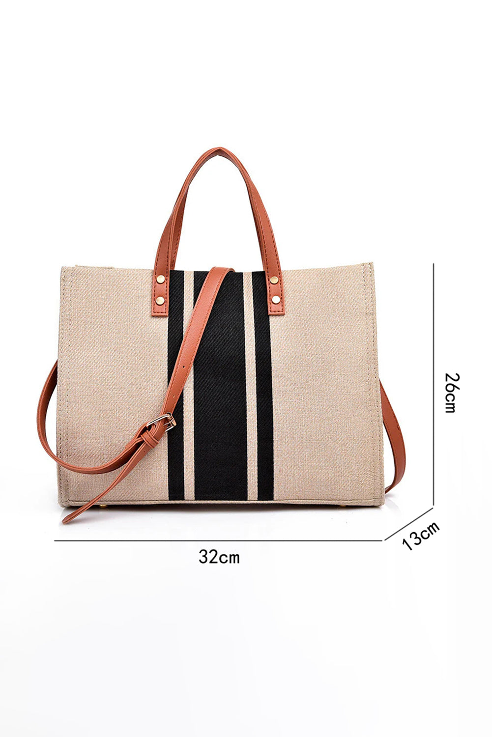 Black Large Striped Shoulder Bag