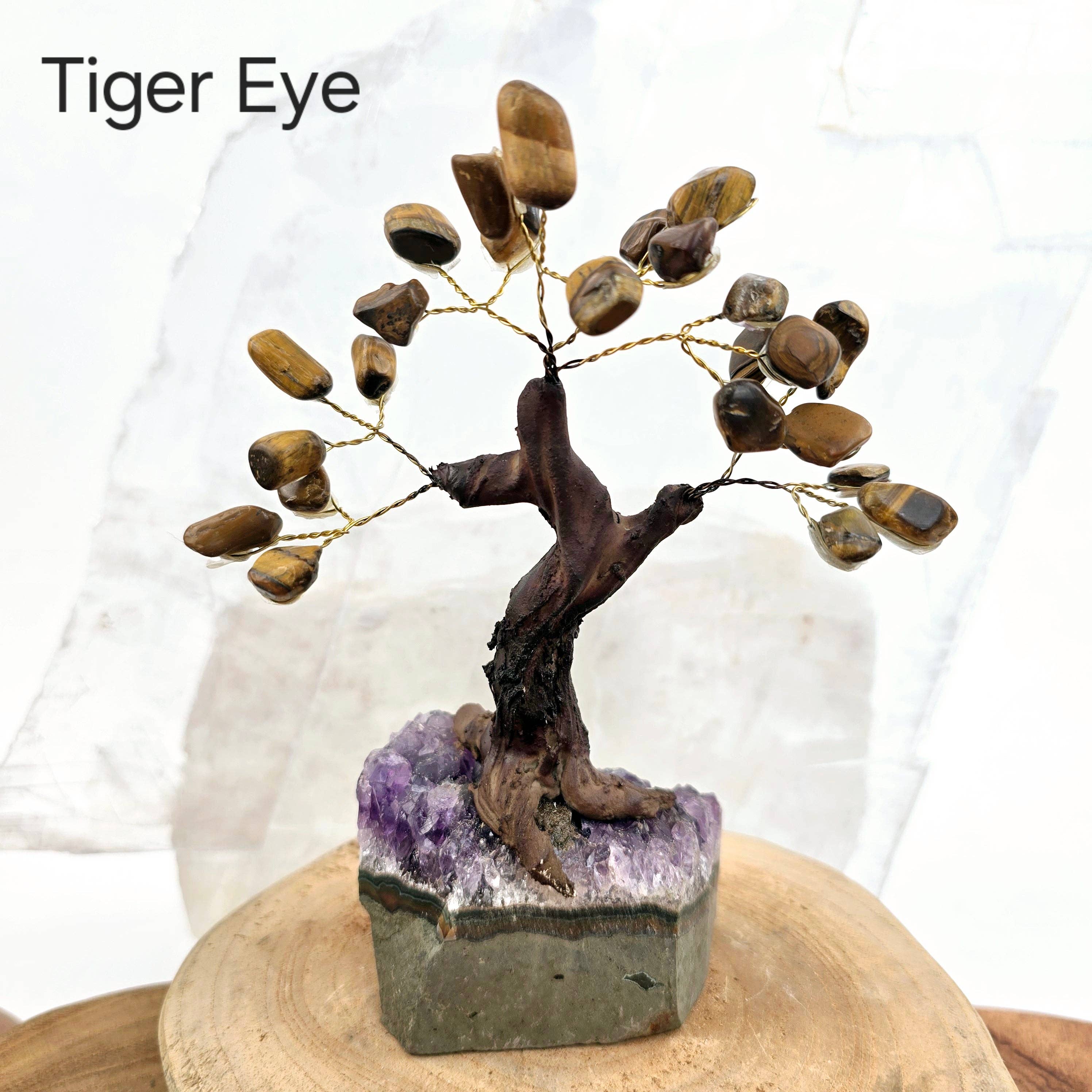 Tumbled Gemstone Tree with Amethyst Crystal Base