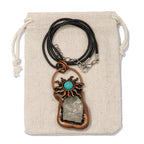 Geometric Natural Stone Leather Rope Copper Pendant Necklace
