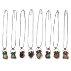 Geometric Natural Stone Leather Rope Copper Pendant Necklace