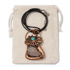 Geometric Natural Stone Leather Rope Copper Pendant Necklace