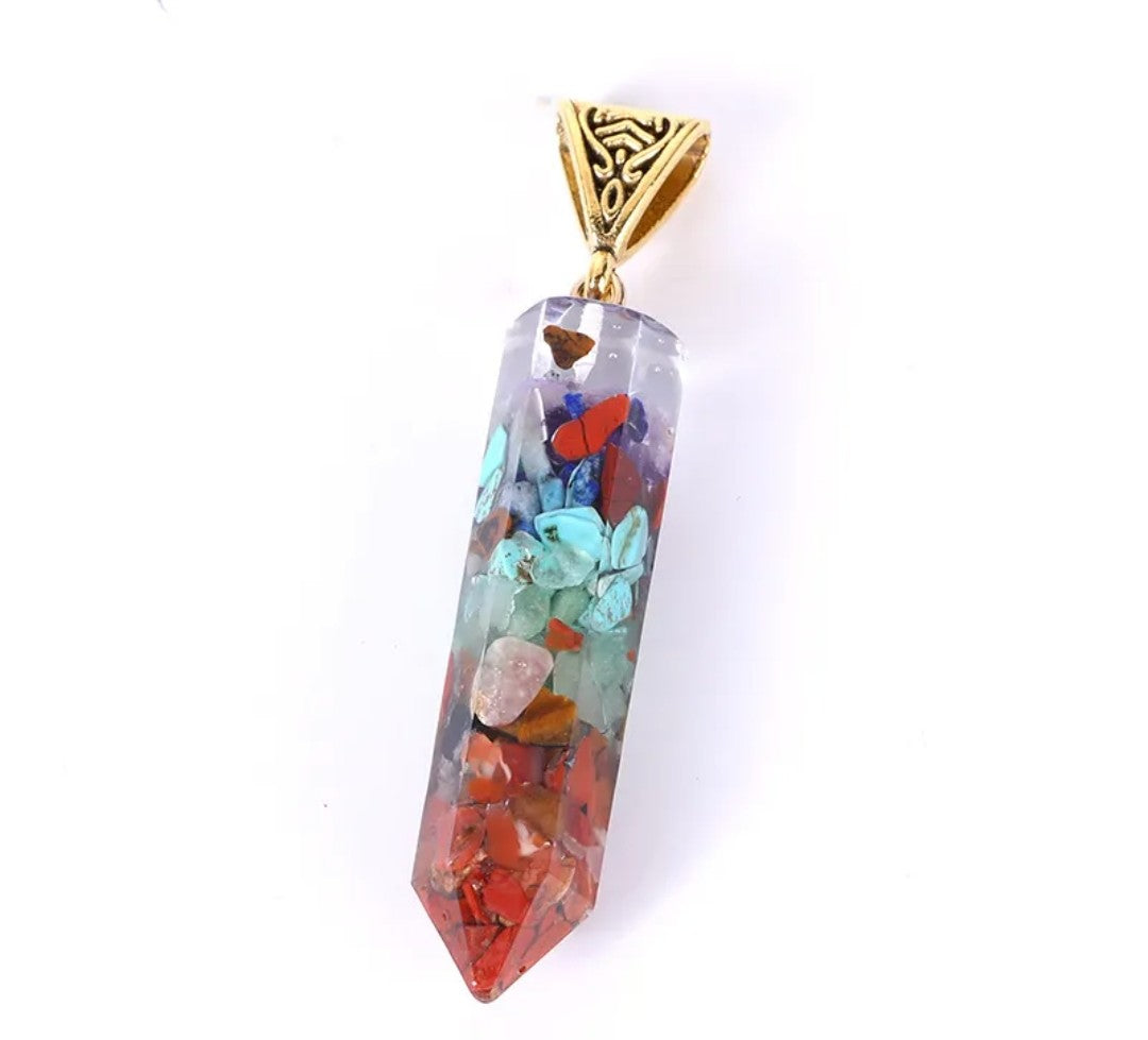 Natural Stone Orgonite Pendant  With Choice Of Leather or Bronze Chain