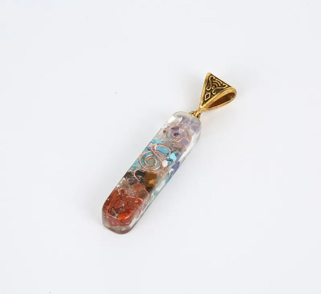 Natural Stone Orgonite Pendant  With Choice Of Leather or Bronze Chain