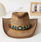 Turquoise Stone Boho Style Cowgirl Hat
