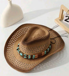 Turquoise Stone Boho Style Cowgirl Hat