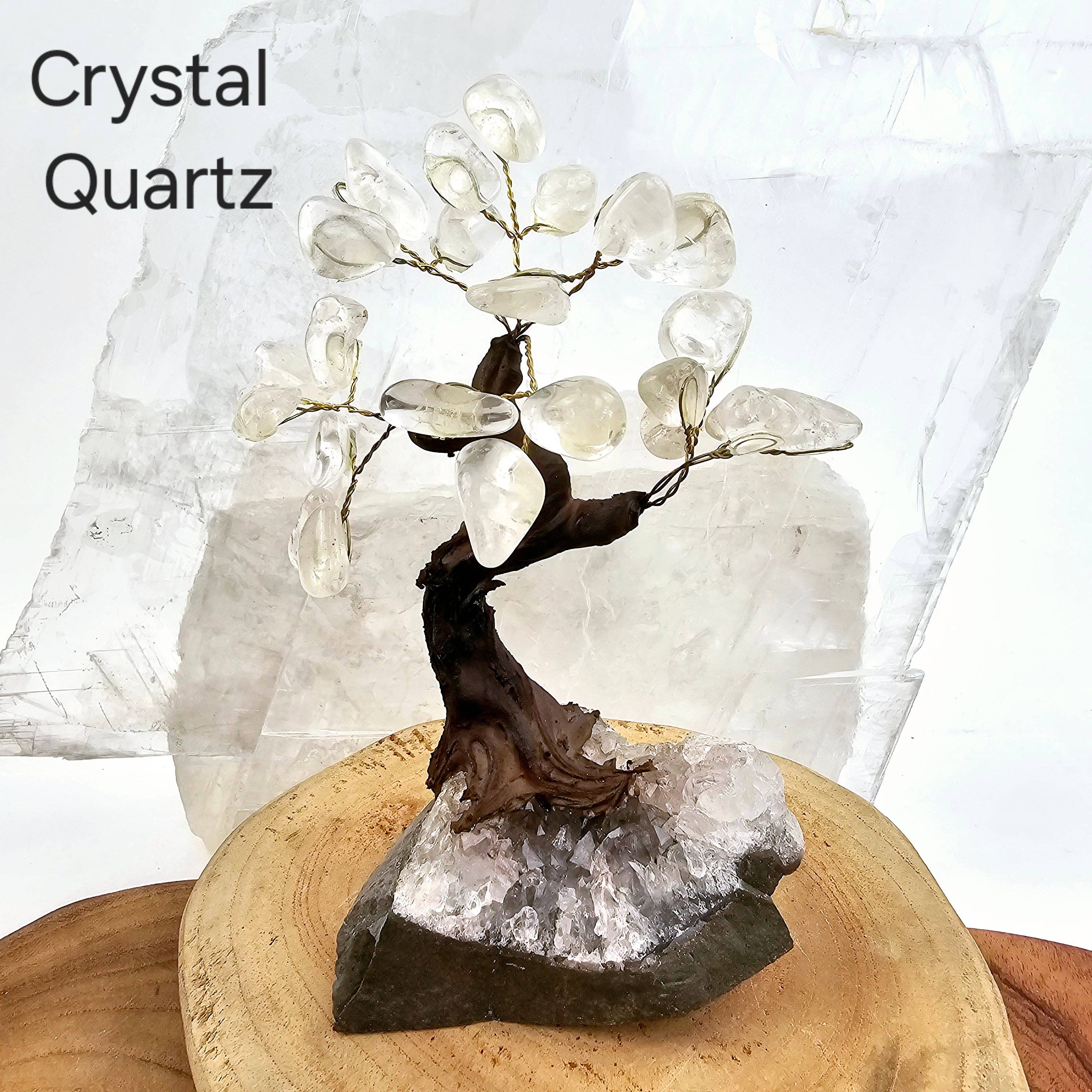 Tumbled Gemstone Tree with Amethyst Crystal Base