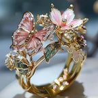 Elegant Pink Butterfly Flower Ring