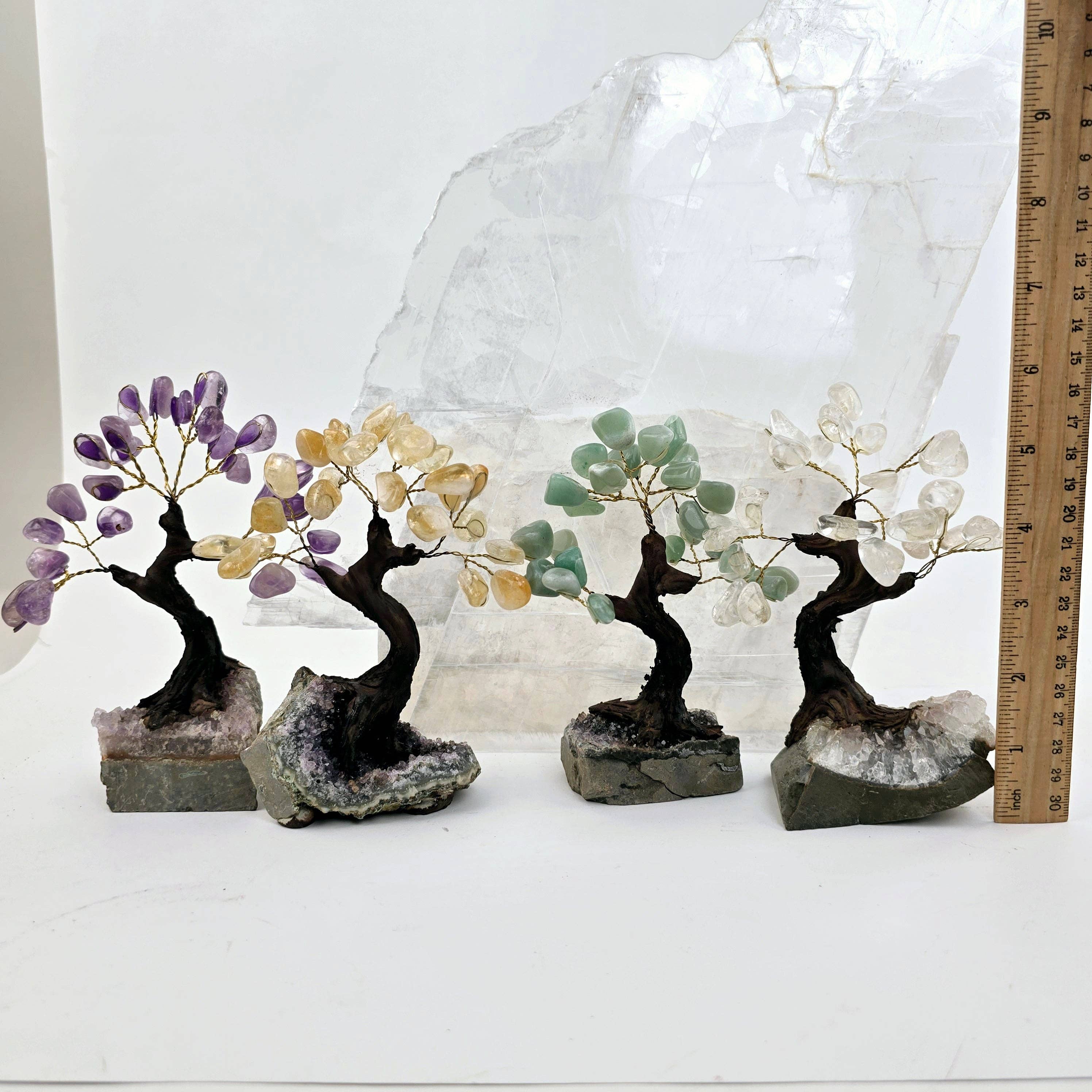 Tumbled Gemstone Tree with Amethyst Crystal Base