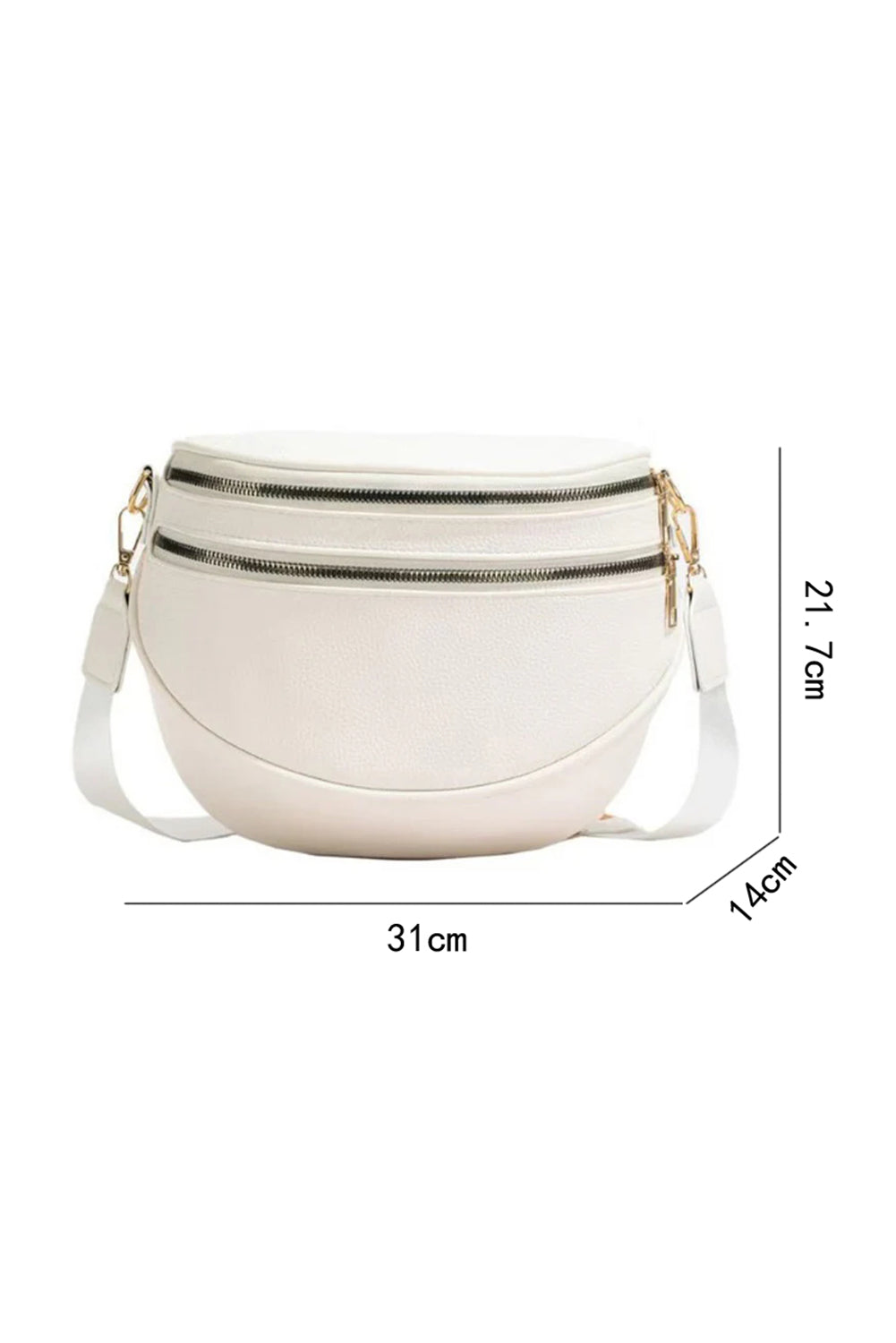 White PU Leather Double Zipper Crossbody Bag