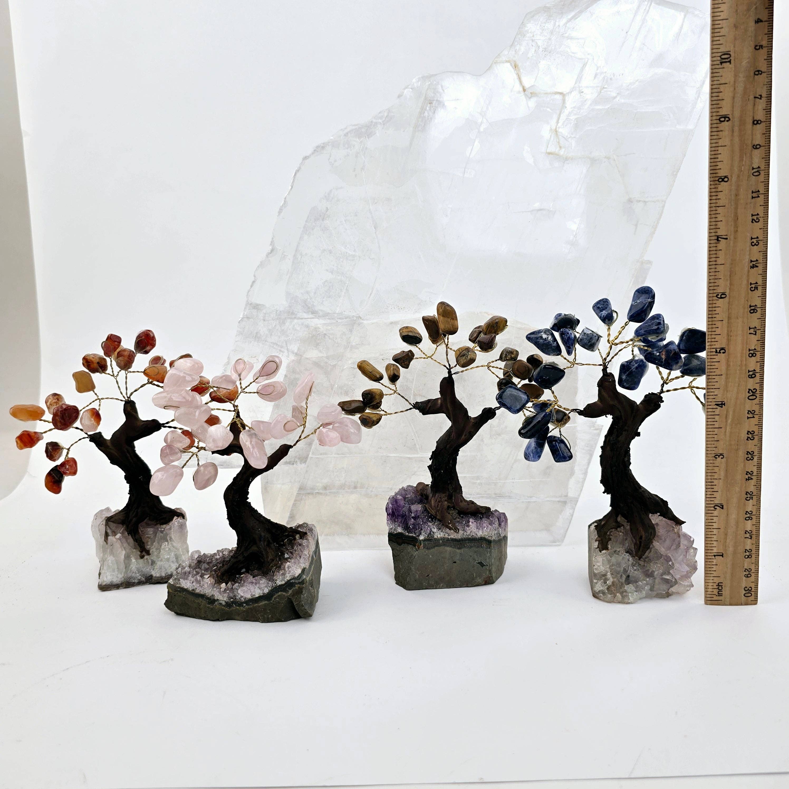 Tumbled Gemstone Tree with Amethyst Crystal Base