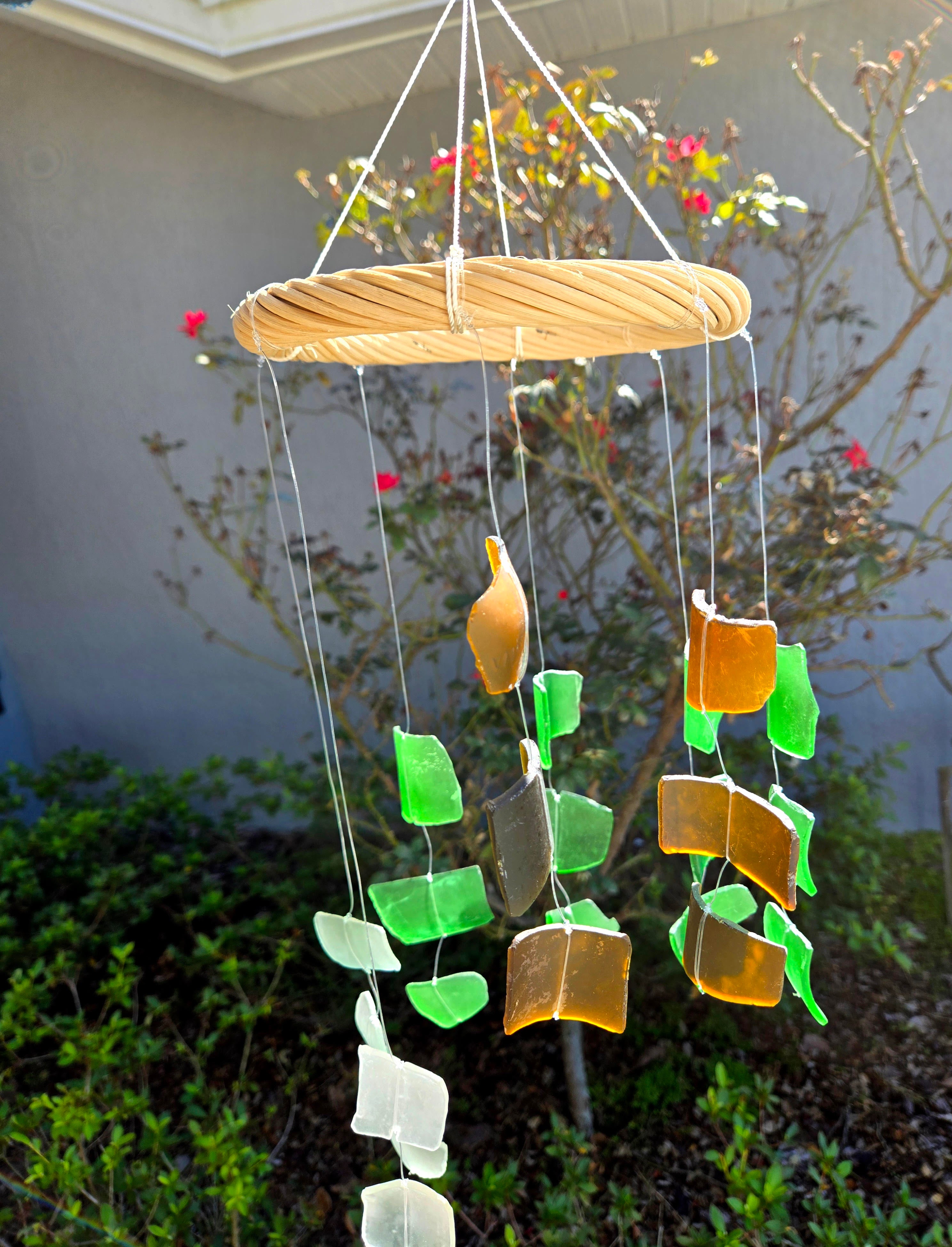 Boho Upcycled Glass Wind Chimes – Eco-Friendly Art for Peaceful Spaces