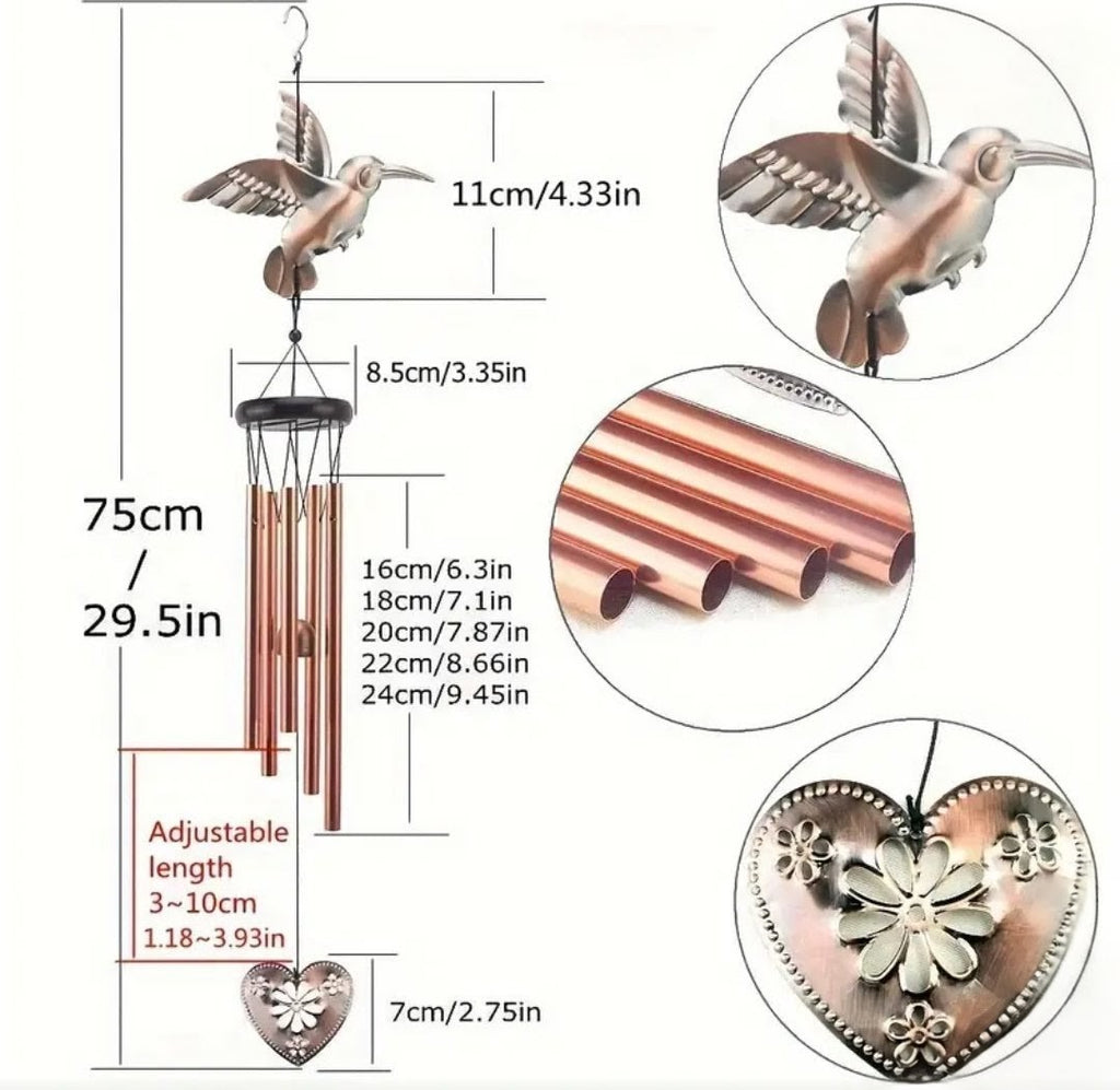 Brass Hummngbird Win Chime