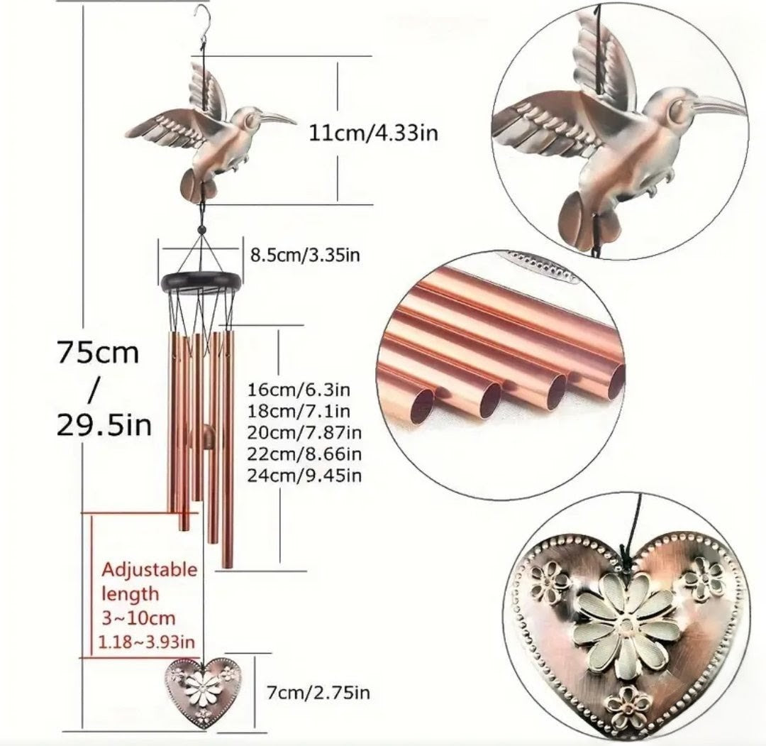 Brass Hummngbird Win Chime
