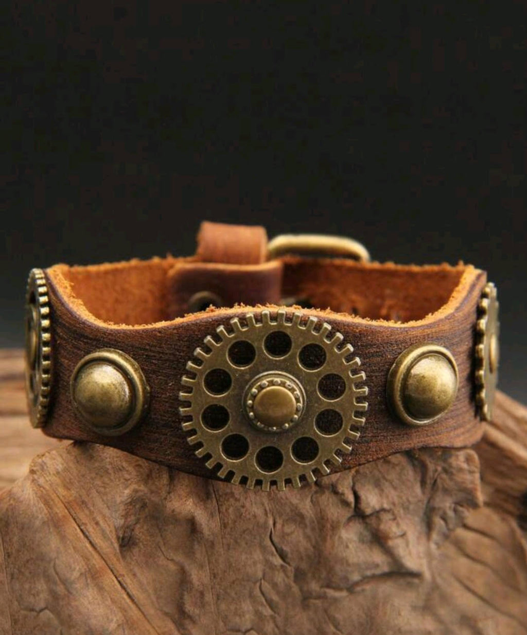 Men's Gear Design Leather Bracelet