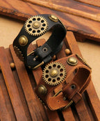 Men's Gear Design Leather Bracelet