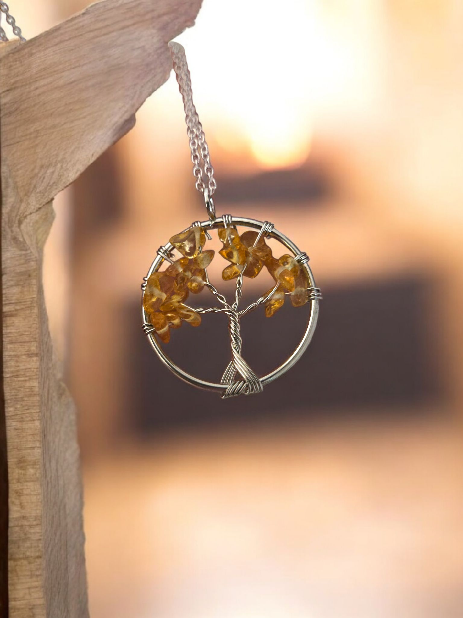 Tree of Life Pendant Necklace With Silver Chain