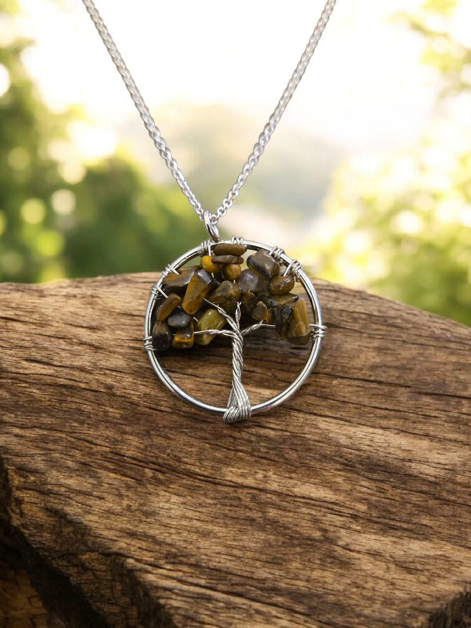 Tree of Life Pendant Necklace With Silver Chain