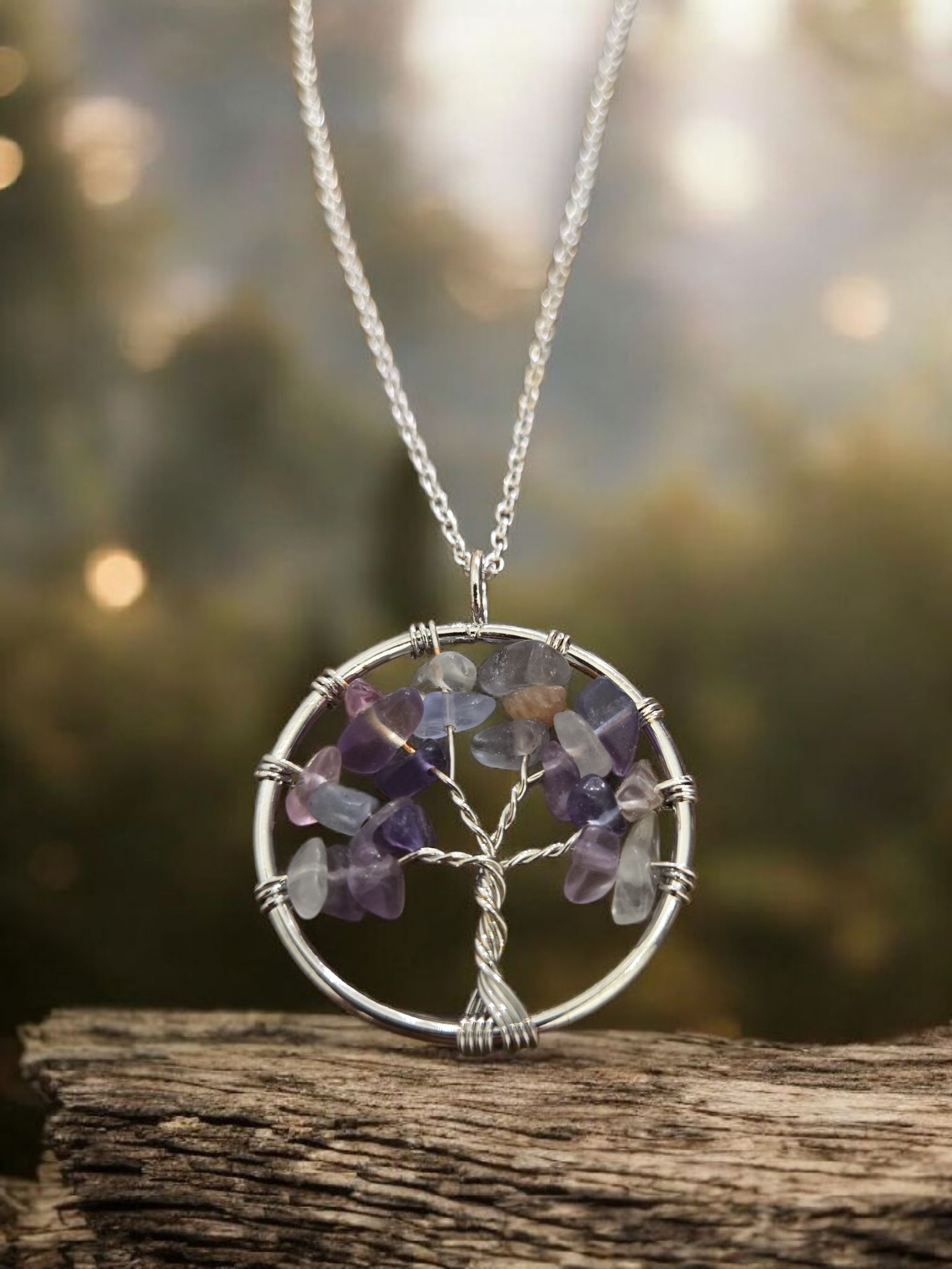 Tree of Life Pendant Necklace With Silver Chain