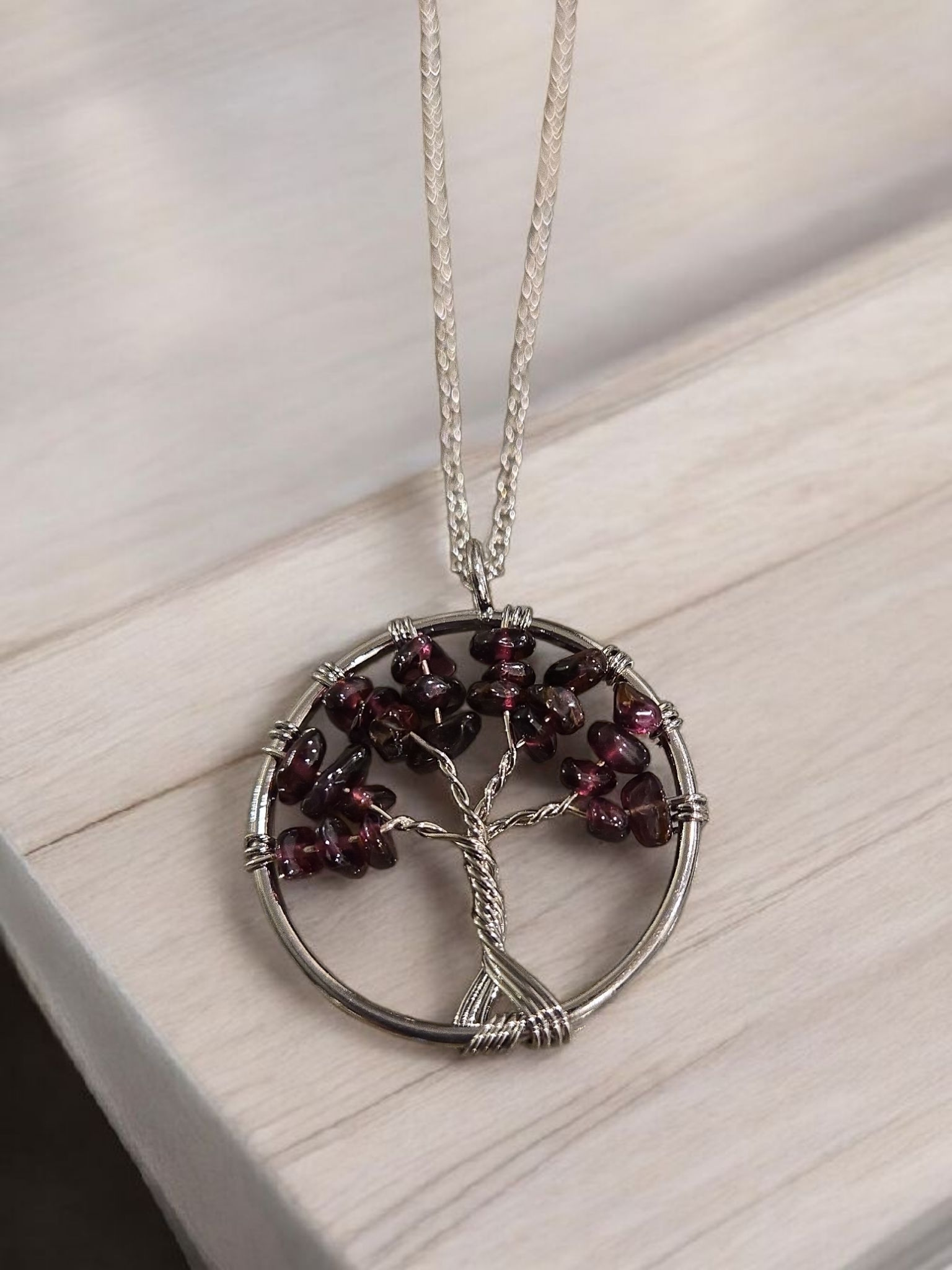 Tree of Life Pendant Necklace With Silver Chain