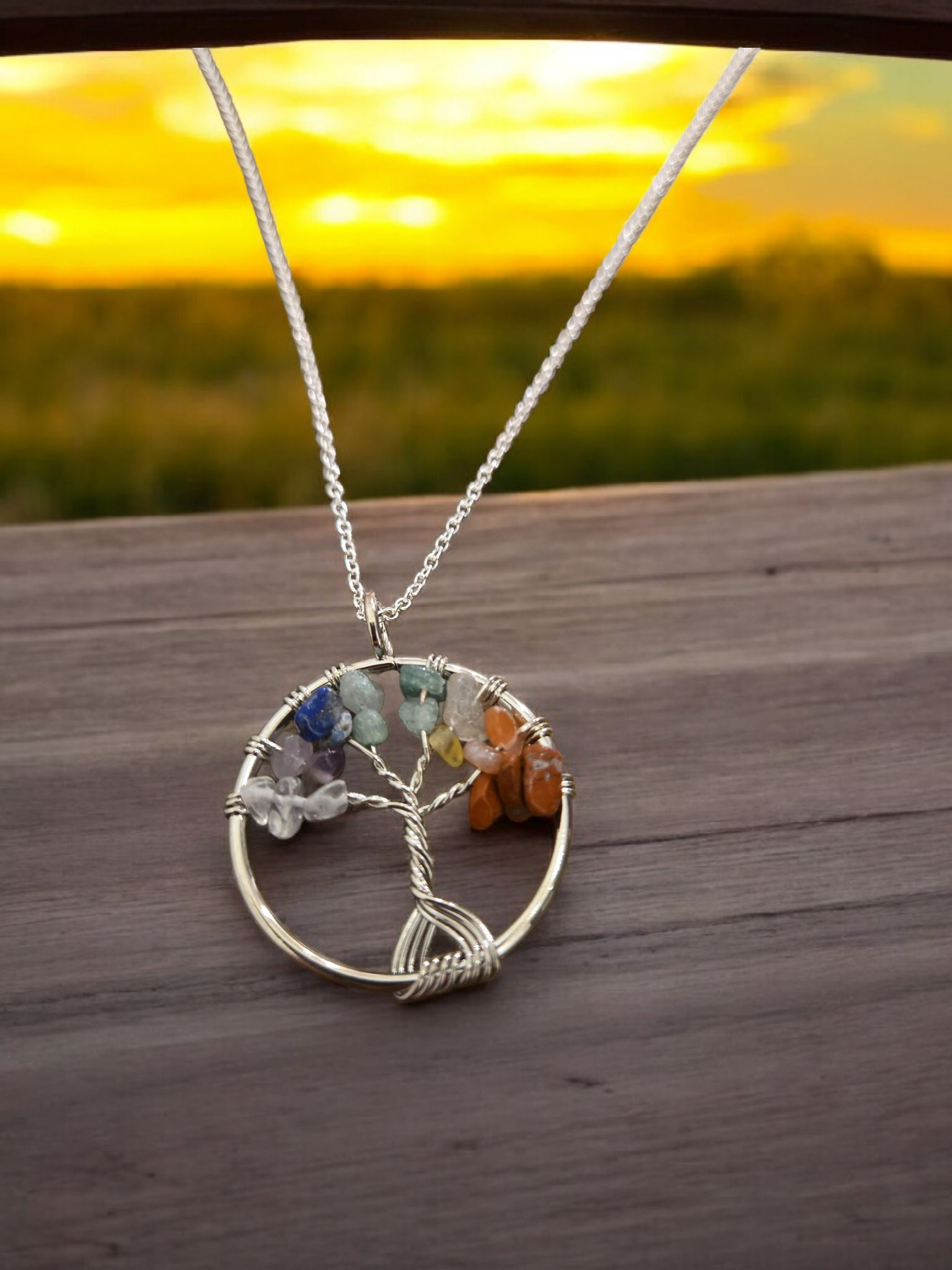 Tree of Life Pendant Necklace With Silver Chain