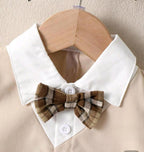 Baby Boy Vintage Plaid 4-Piece Outfit with Bow Tie & Page Boy Hat