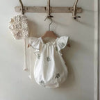 Summer Hot Selling Baby Kids Girls Fly Sleeves Flowers Pattern Embroidered Princess Onesies-2