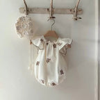 Summer Hot Selling Baby Kids Girls Fly Sleeves Flowers Pattern Embroidered Princess Onesies-3