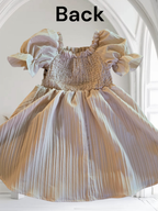 Girl's Vintage Elegant Puff Sleeve Rose Print Dress