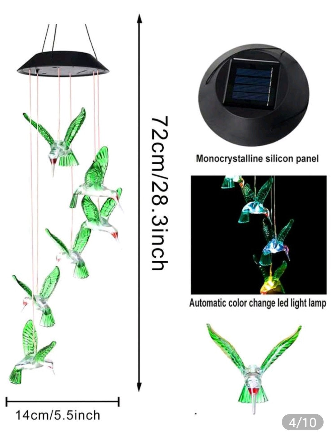 Solar Humingbird Windchime